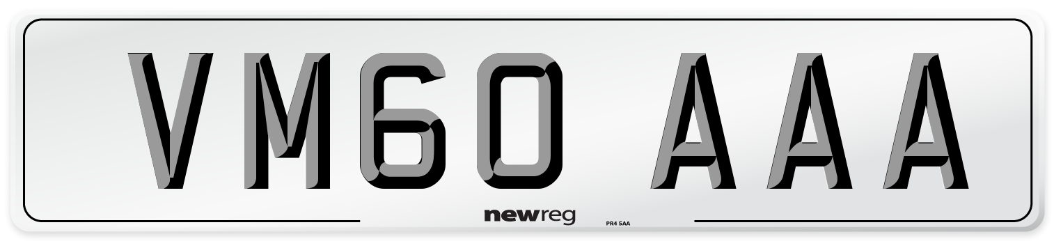 VM60 AAA Number Plate from New Reg